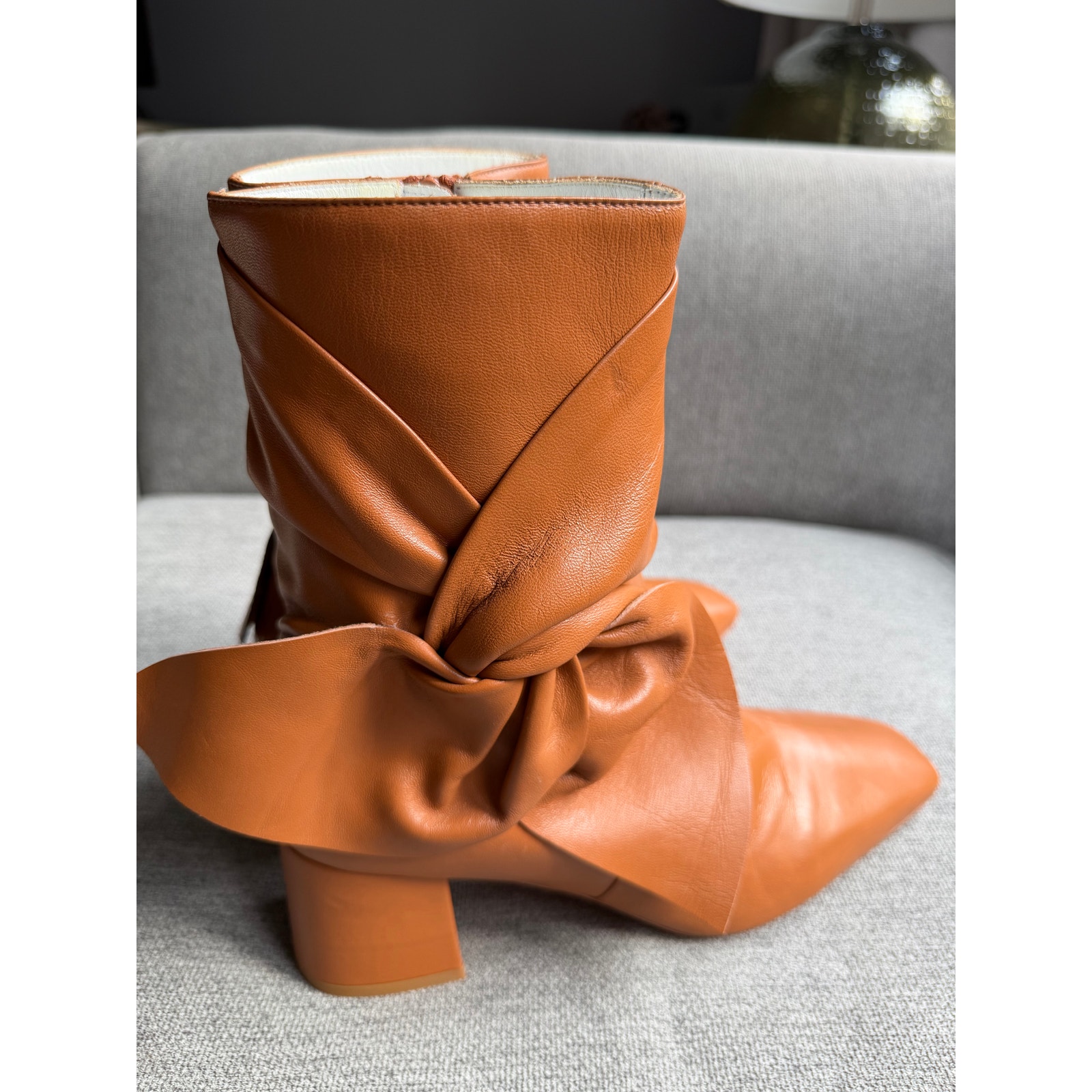 Daniella Shevel Bonnie Lambskin Leather Bootie Hazel Brown Women's 38.5 Us 8 — image 7 of 8
